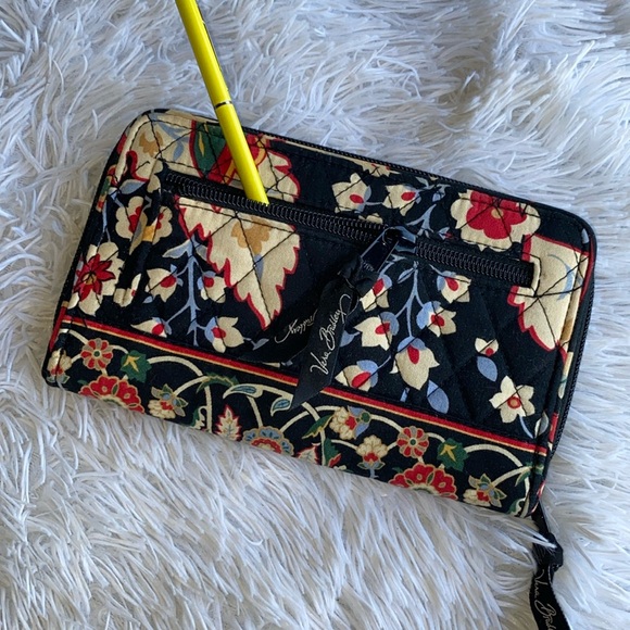 Retired Vera Bradley handbag & zip around wallet multi colors blues floral print - Picture 2 of 15
